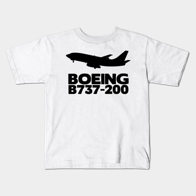 Boeing B737-200 Silhouette Print (Black) Kids T-Shirt by TheArtofFlying